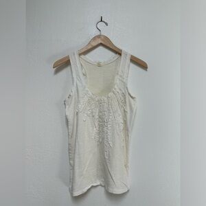 Vintage J. Crew White Sequin Embellished Tank Top